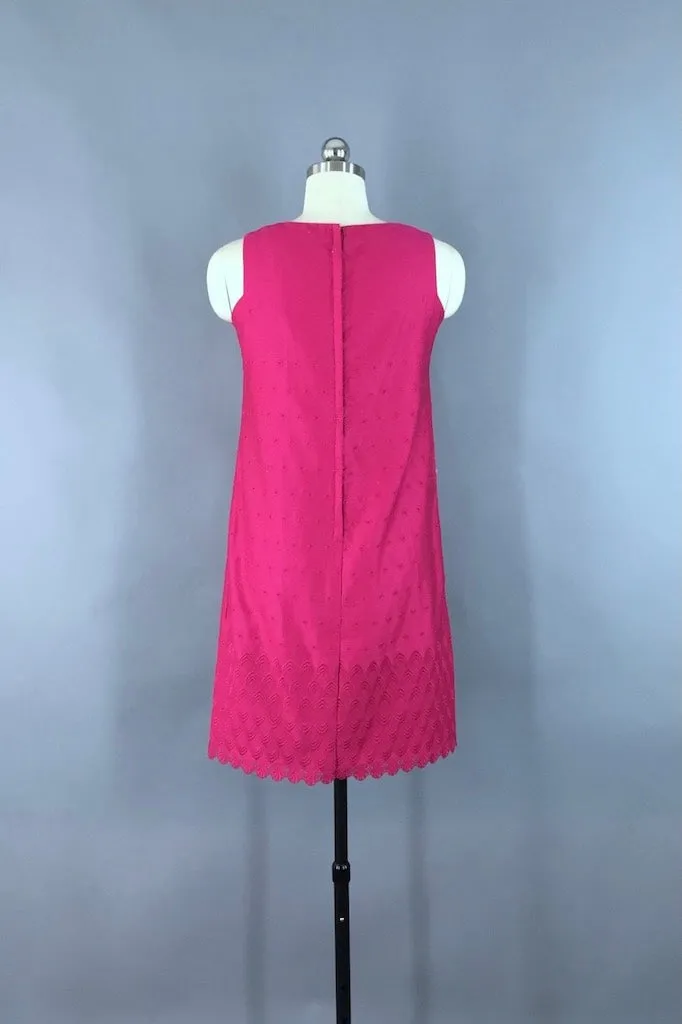 Vintage Magenta Pink Eyelet Dress